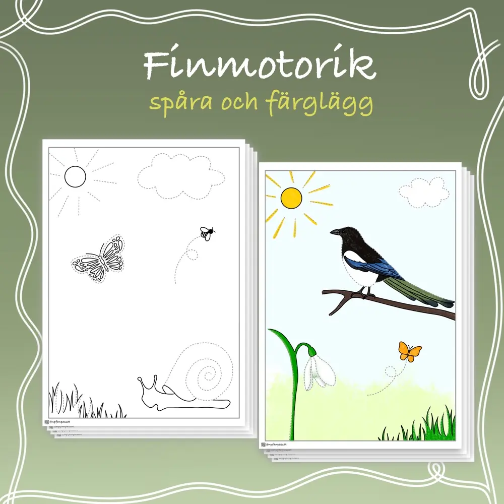 Finmotorik – Spåra och färglägg
