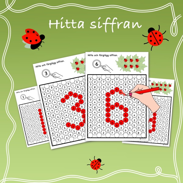 Hitta siffran 0-9 – Nyckelpigor