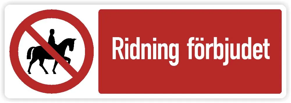 Dekal | RIDNING FÖRBJUDEN | Liggande