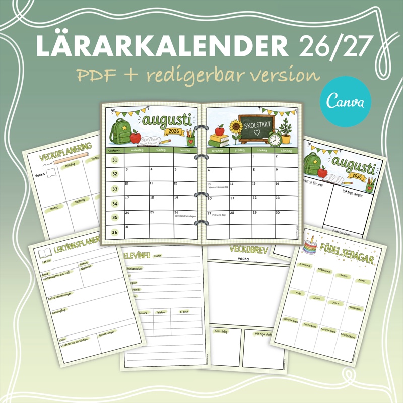 Komplett lärarkalender för läsåret 2026-2027