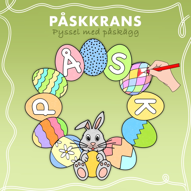 Krans med påskägg – pyssel med bildstöd - Bild 2