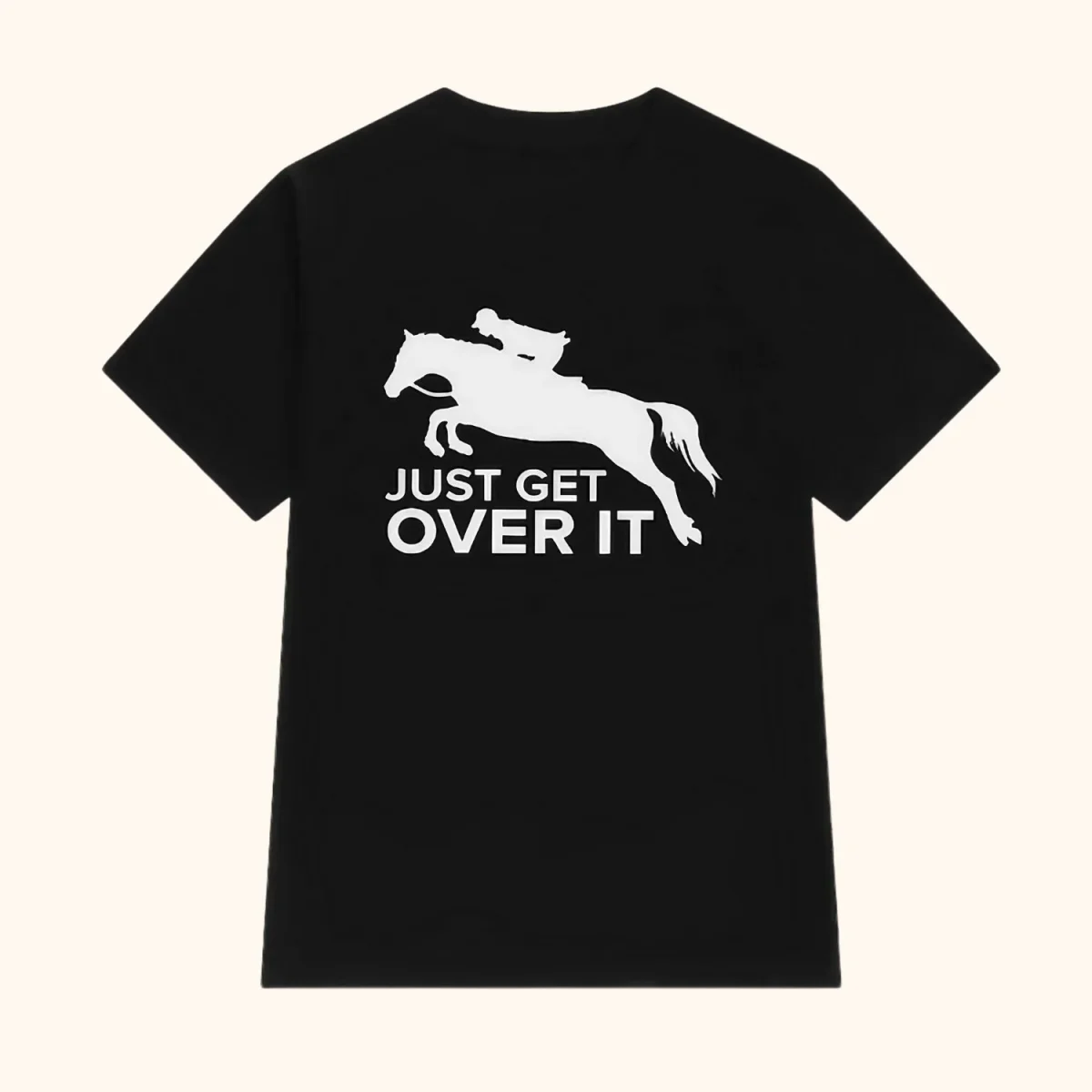 Svart T-shirt med hästmotiv Just get over it