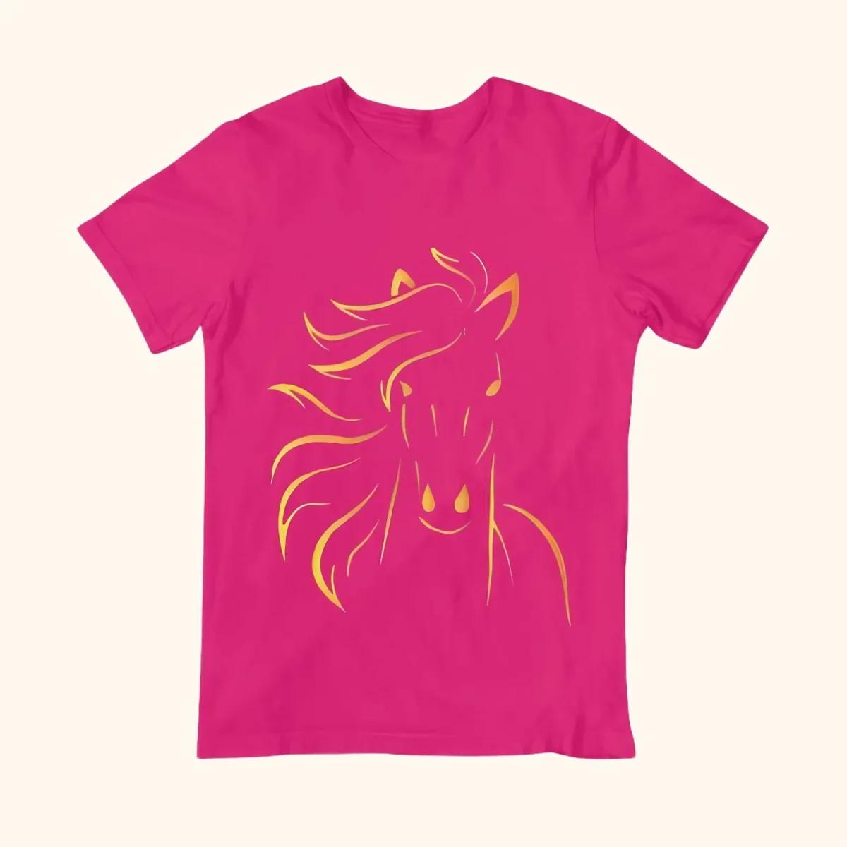Rosa T-shirt med guldhäst