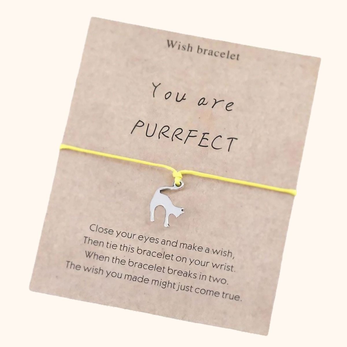 Armband med önskning katt you are purrfect gul